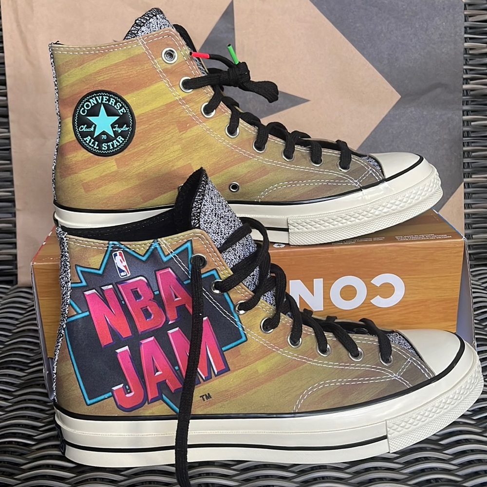 Converse Chuck Taylor All Star 70 Hi Brown/Solar Red/Electric Aqua mens NBA JAM - Picture 1 of 16